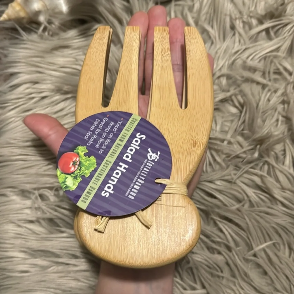 NWT Salad Hands-from Totally Bamboo-Natural Sustainable Bamboo Material